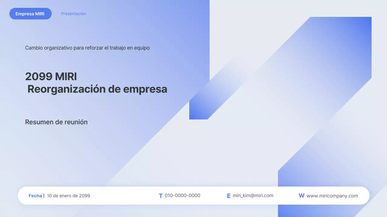 Explicación de la reorganización de Blue Modern