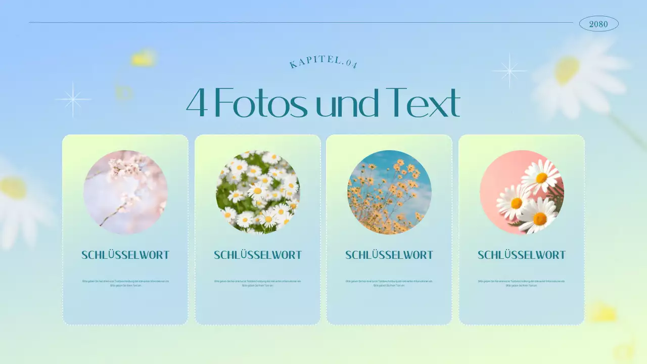 Einfacher floraler Marketingslip in Hellblau und Chartreuse