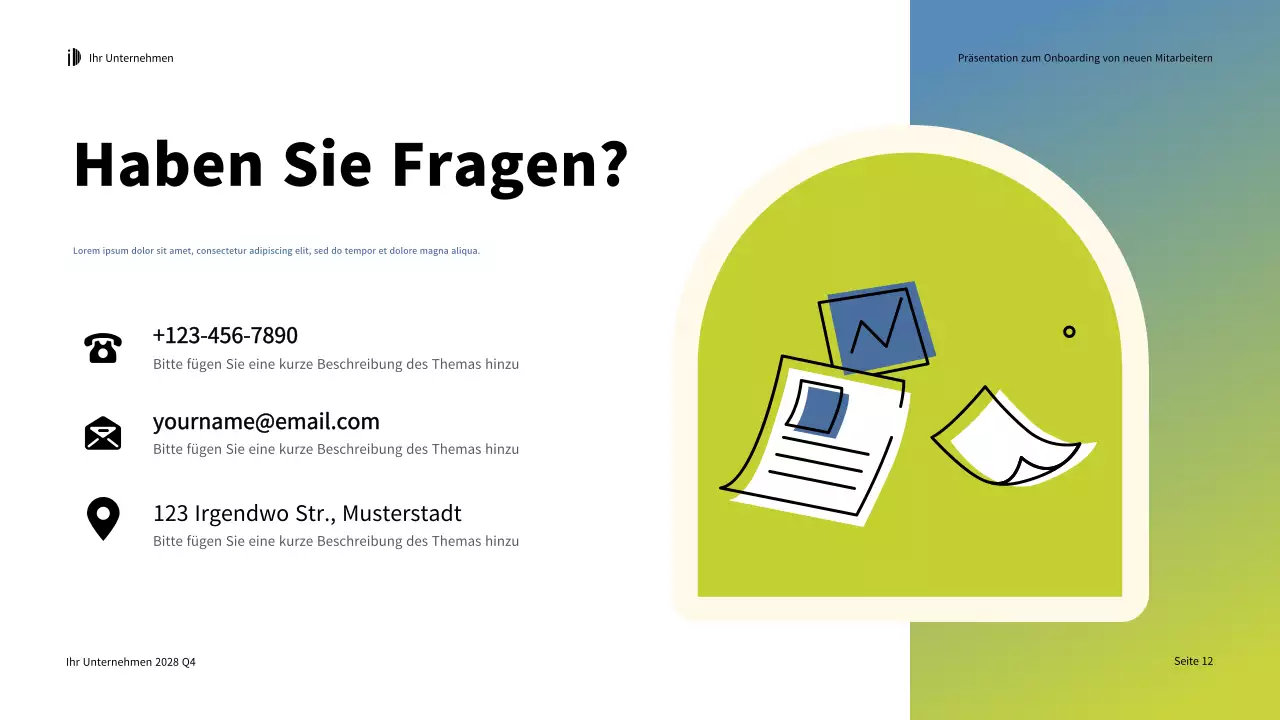 Grün Weiß Modern Onboarding Guide Präsentation