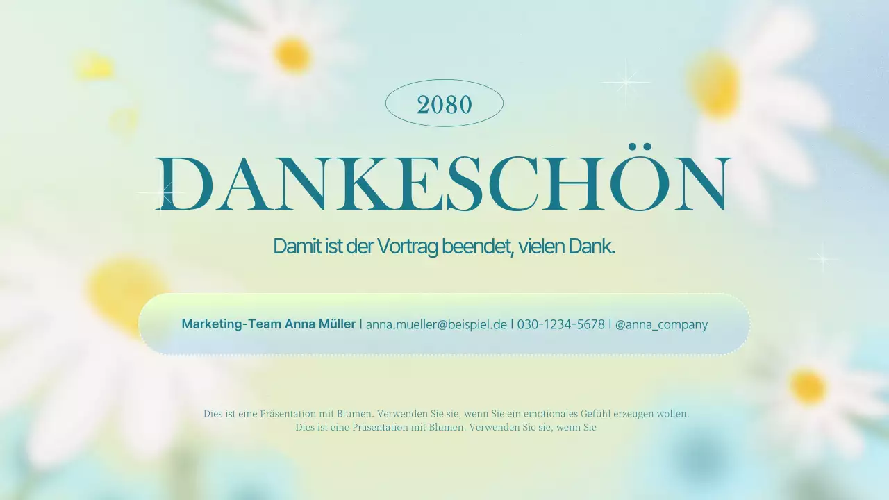 Einfacher floraler Marketingslip in Hellblau und Chartreuse