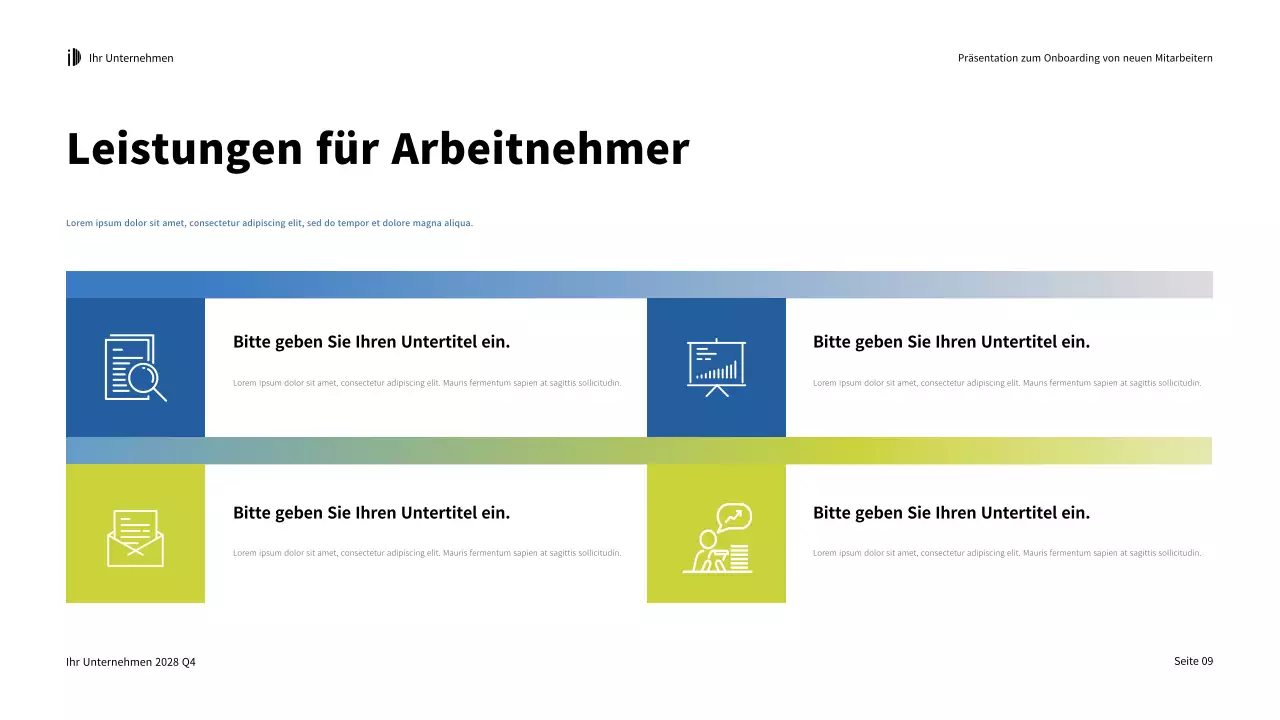 Grün Weiß Modern Onboarding Guide Präsentation