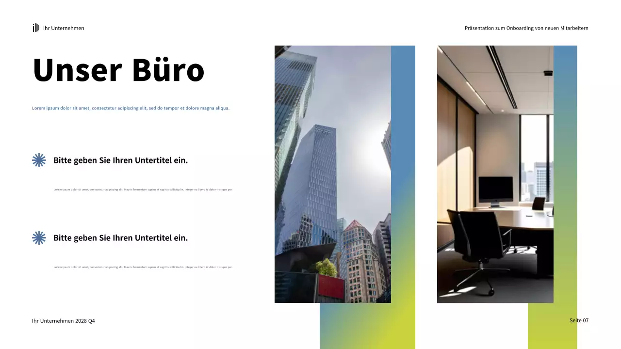 Grün Weiß Modern Onboarding Guide Präsentation