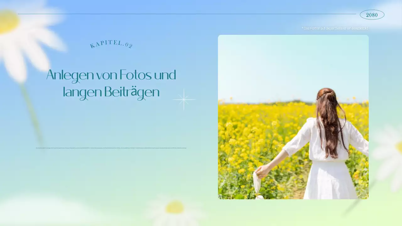 Einfacher floraler Marketingslip in Hellblau und Chartreuse