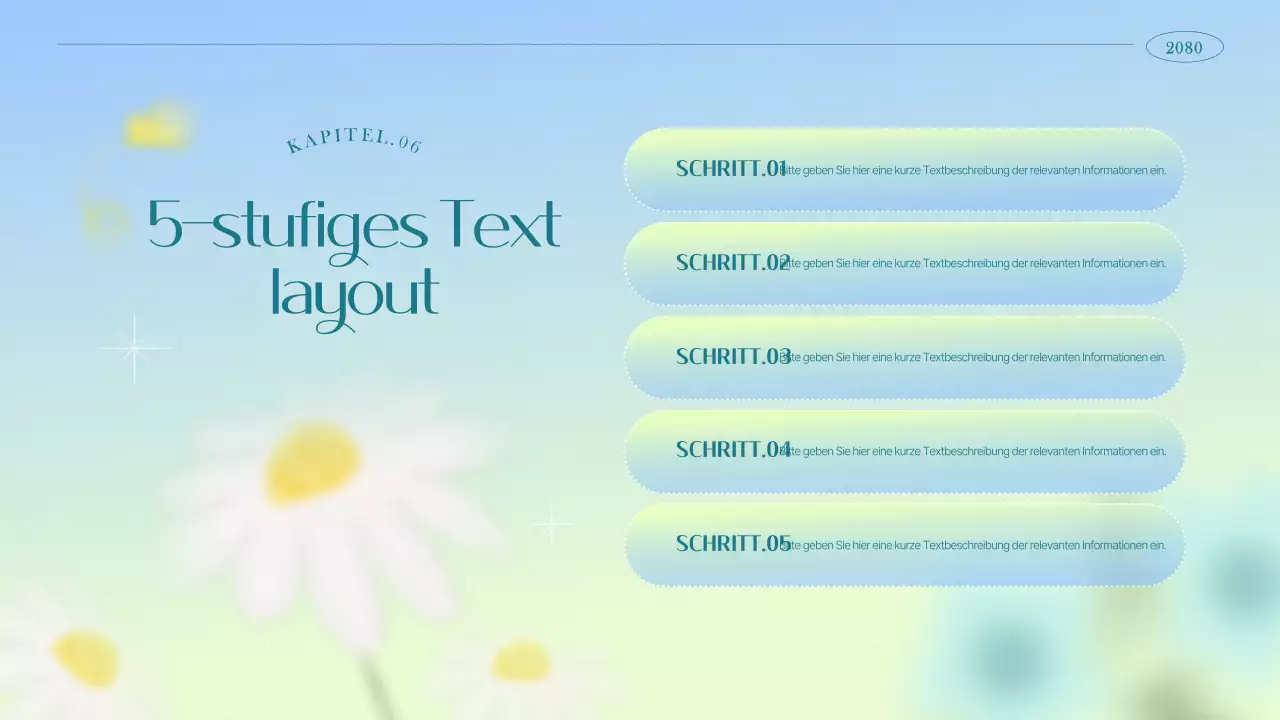 Einfacher floraler Marketingslip in Hellblau und Chartreuse