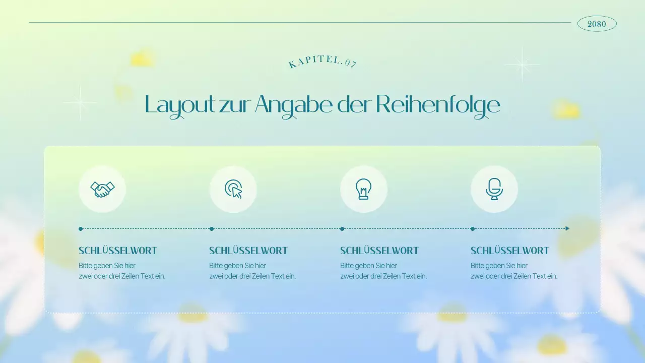 Einfacher floraler Marketingslip in Hellblau und Chartreuse