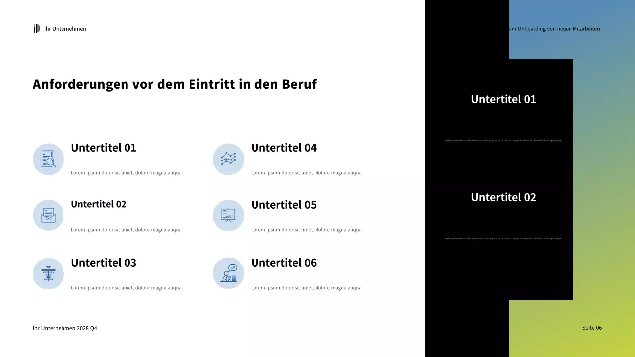 Grün Weiß Modern Onboarding Guide Präsentation