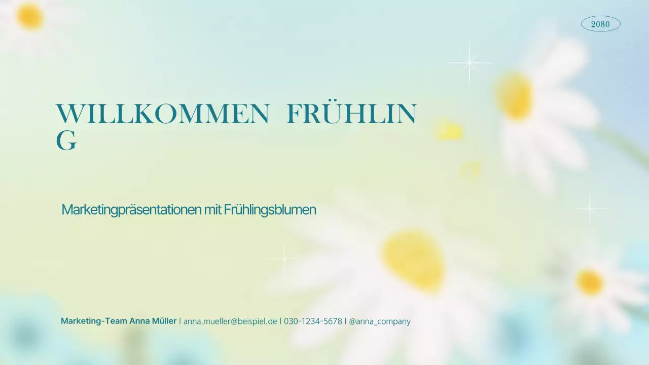 Einfacher floraler Marketingslip in Hellblau und Chartreuse