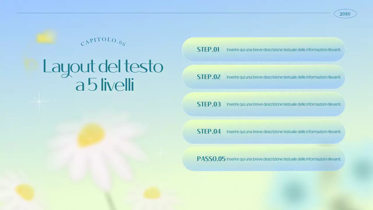 Brief marketing semplice e floreale in azzurro e chartreuse