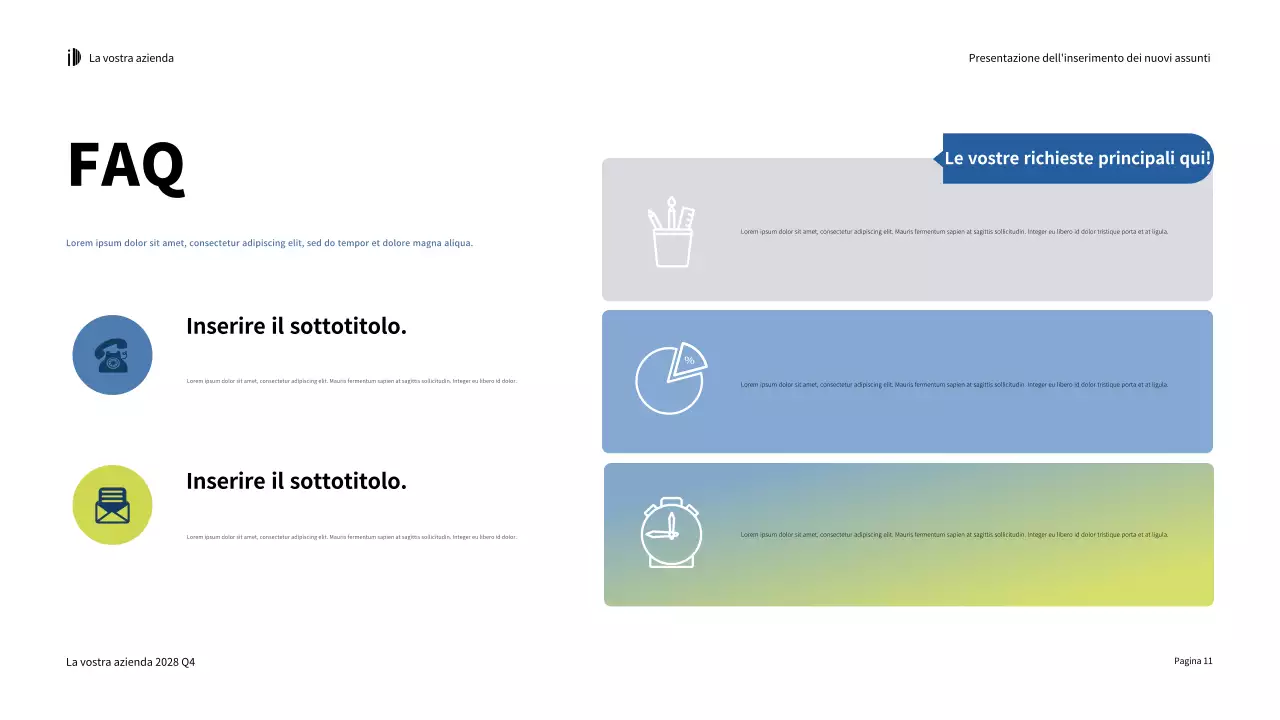 Presentazione della moderna guida all'onboarding verde bianco