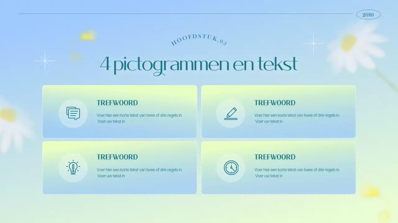 Eenvoudige bloemenmarketing in lichtblauw en chartreuse