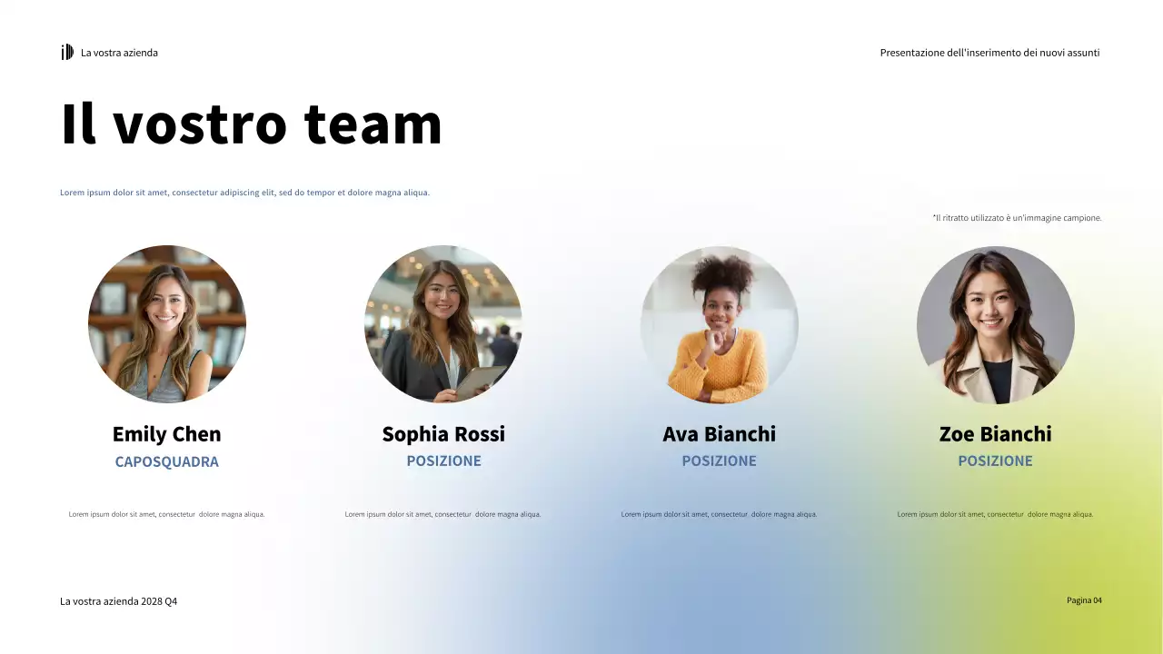 Presentazione della moderna guida all'onboarding verde bianco