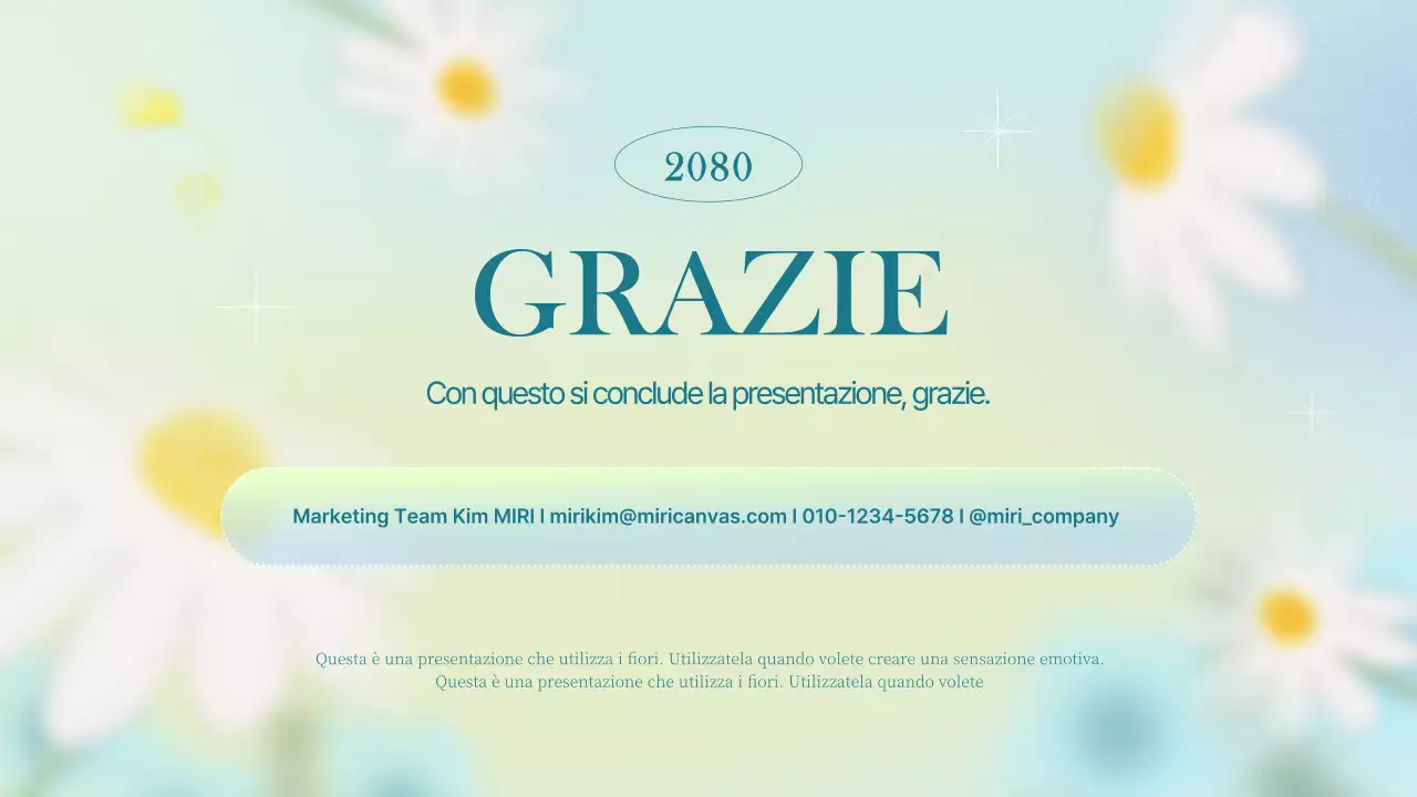 Brief marketing semplice e floreale in azzurro e chartreuse