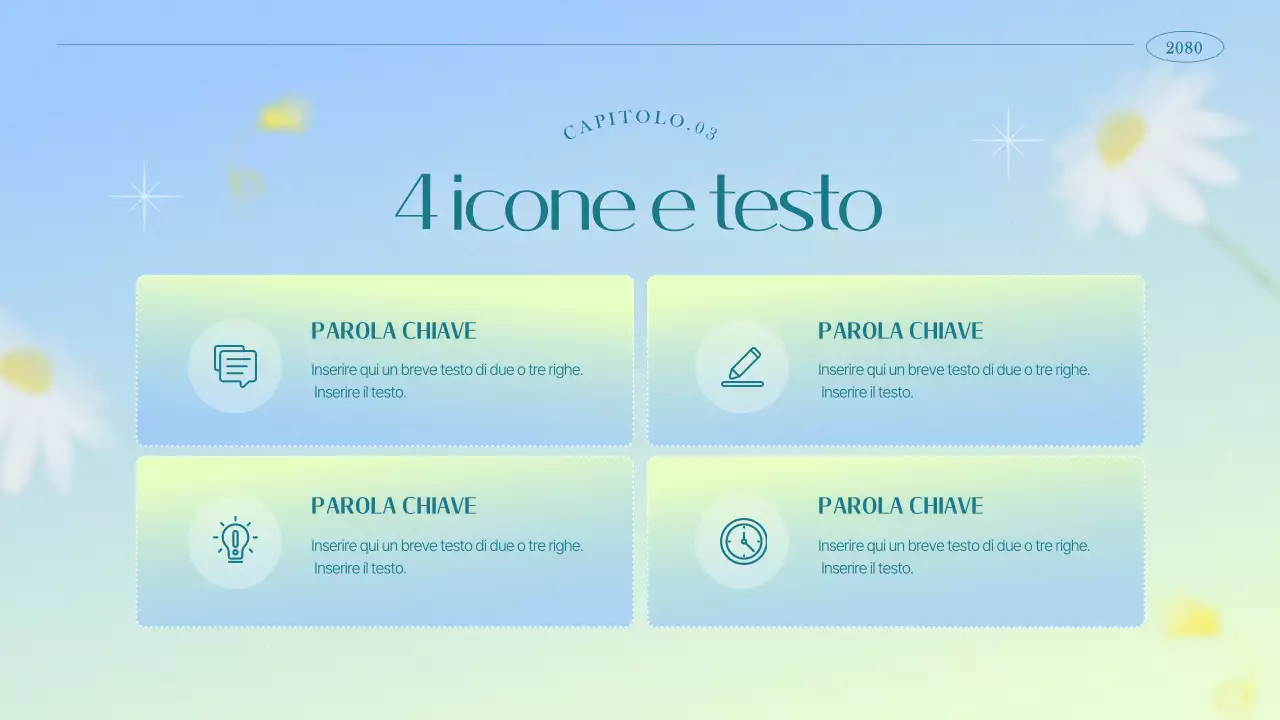 Brief marketing semplice e floreale in azzurro e chartreuse