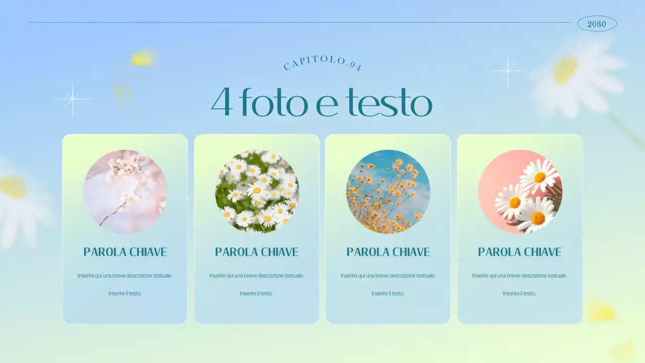 Brief marketing semplice e floreale in azzurro e chartreuse