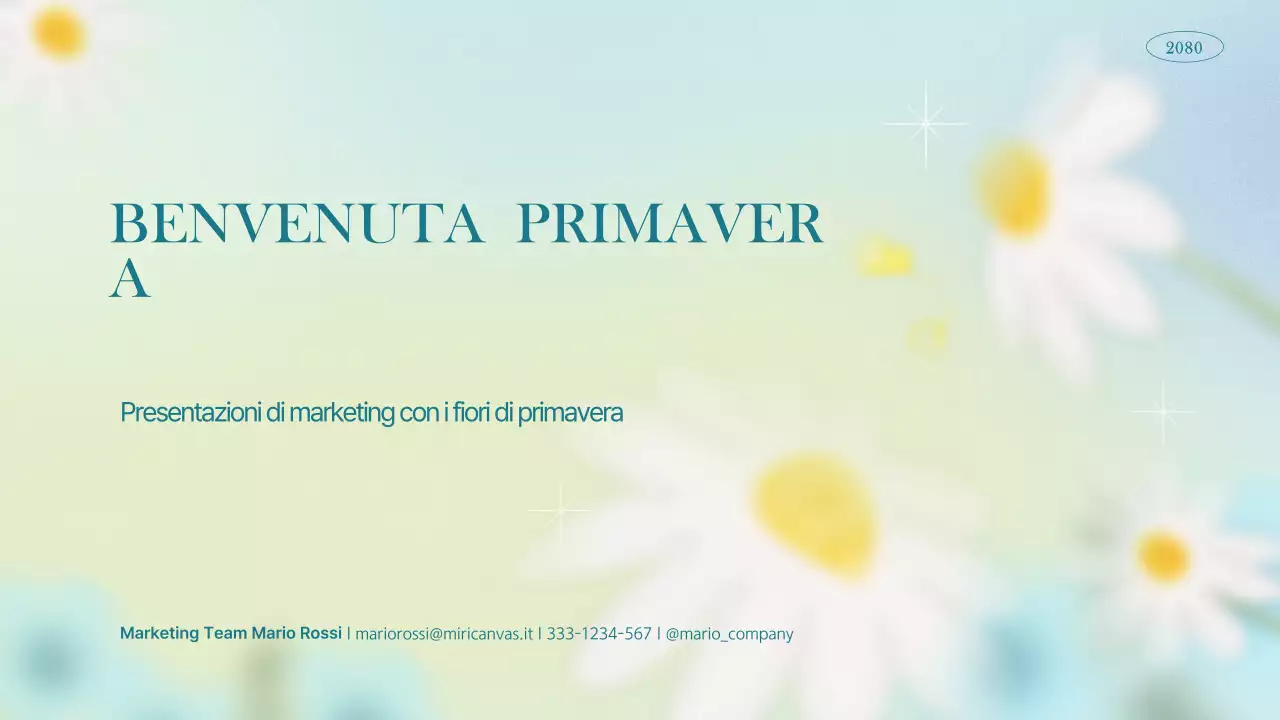 Brief marketing semplice e floreale in azzurro e chartreuse