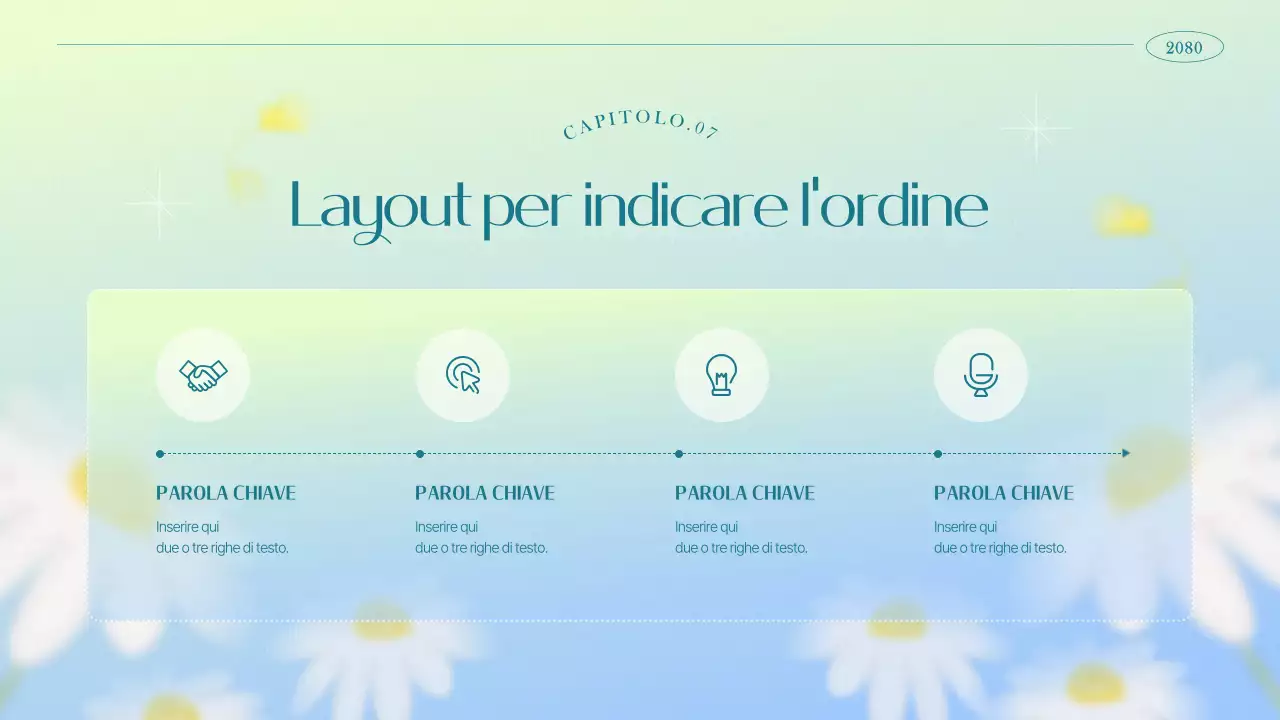 Brief marketing semplice e floreale in azzurro e chartreuse