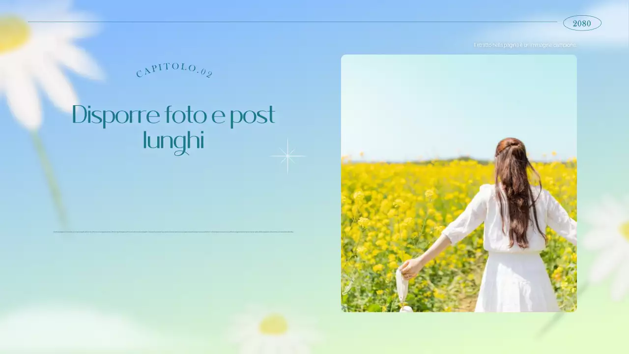 Brief marketing semplice e floreale in azzurro e chartreuse