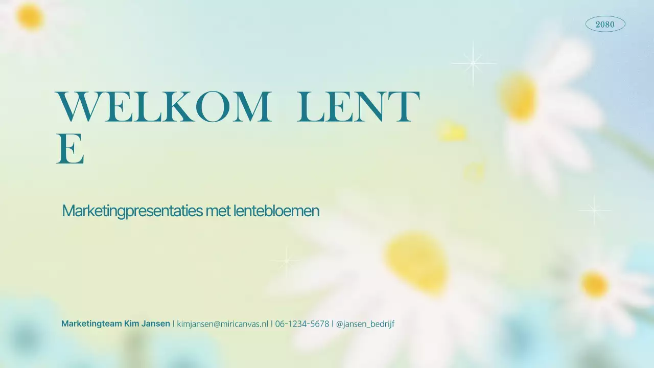 Eenvoudige bloemenmarketing in lichtblauw en chartreuse