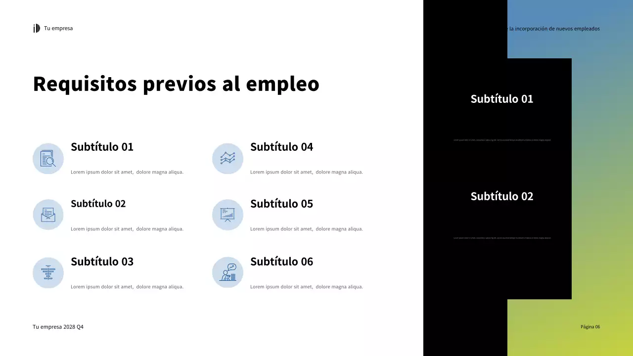 Verde Blanco Presentación de la Guía de incorporación moderna