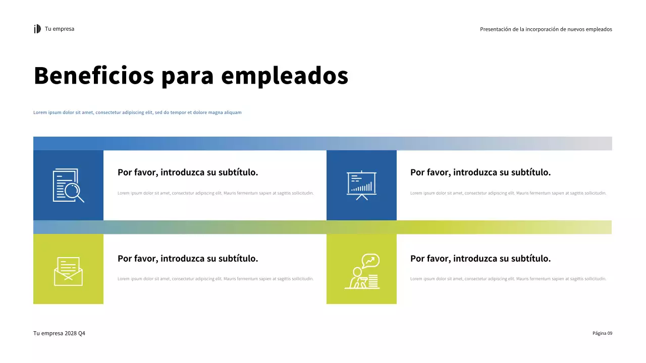 Verde Blanco Presentación de la Guía de incorporación moderna