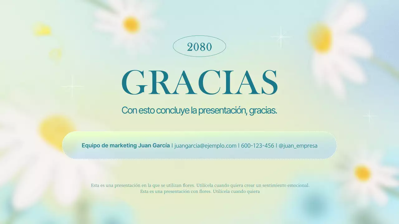 Sencillo folleto de marketing floral en azul claro y chartreuse