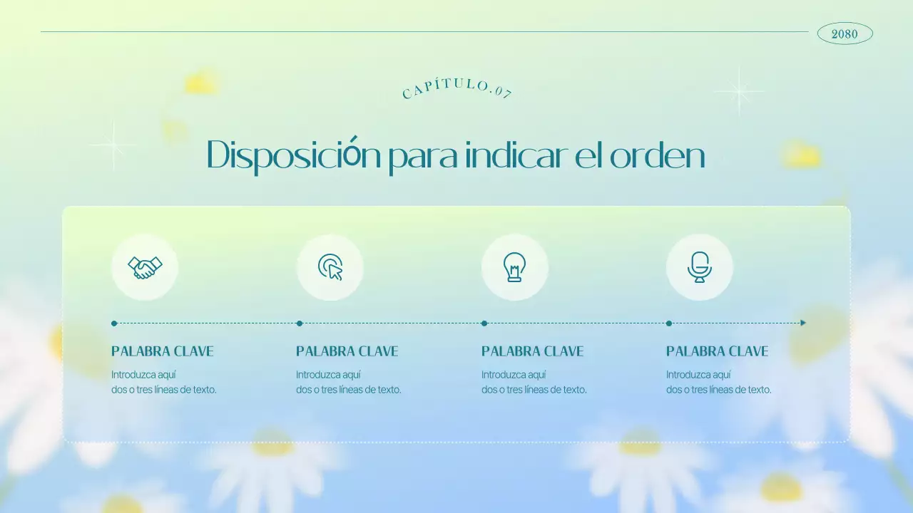 Sencillo folleto de marketing floral en azul claro y chartreuse