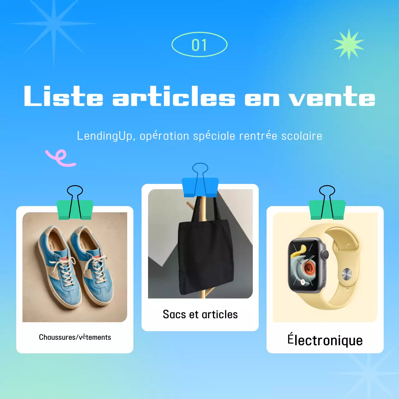 Exposition pop bleu clair pour la rentrée scolaire