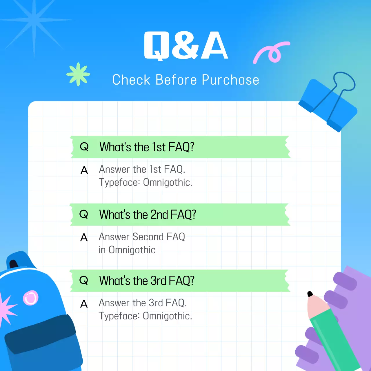 Exposição de regresso às aulas em azul claro