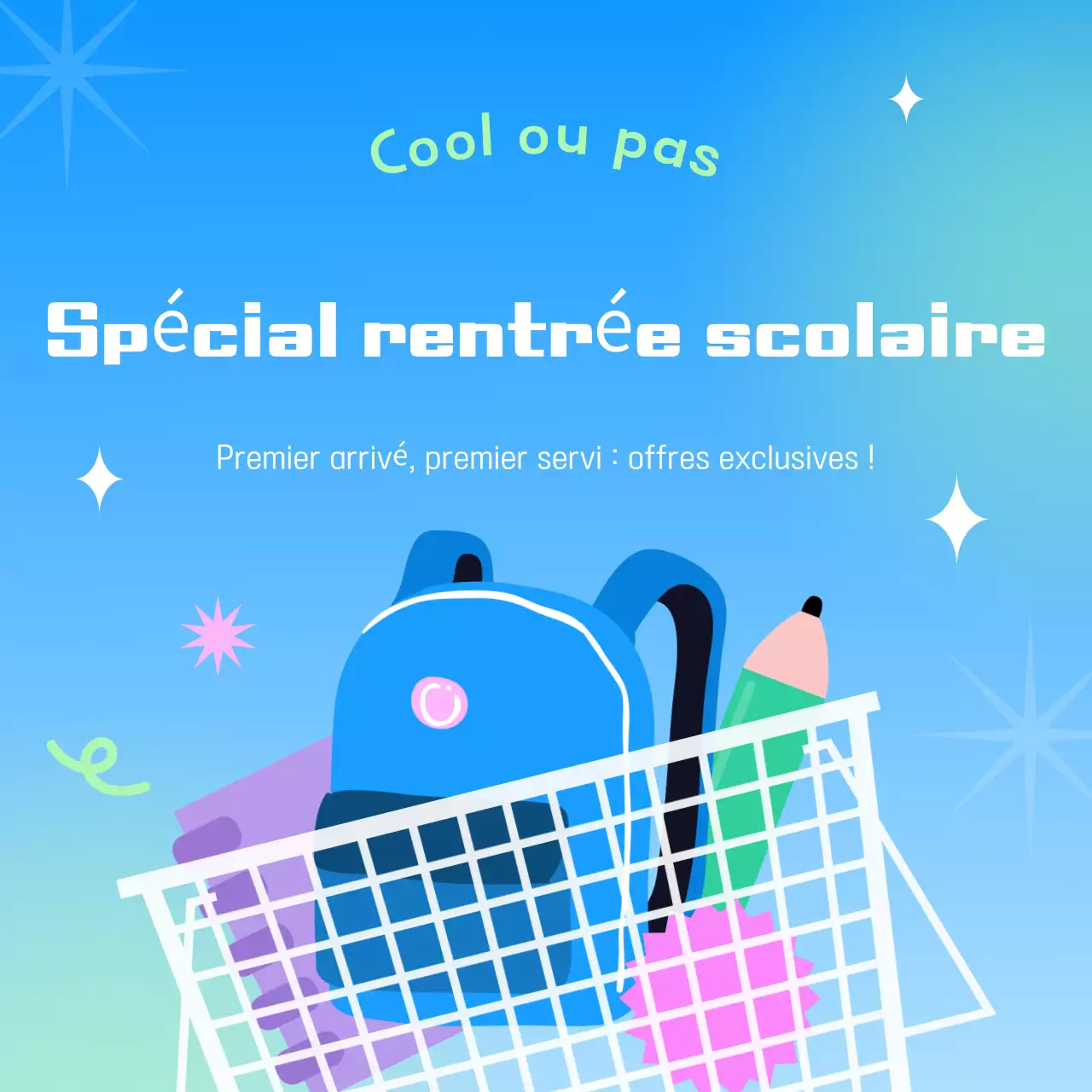 Exposition pop bleu clair pour la rentrée scolaire