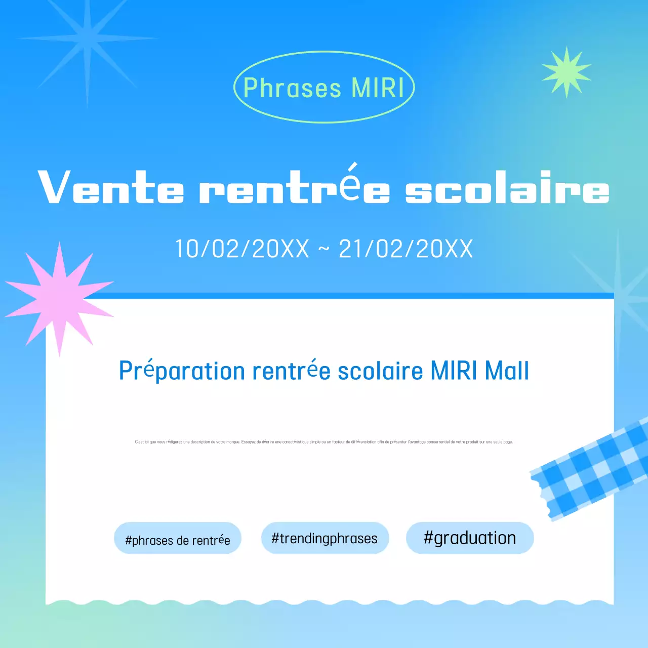 Exposition pop bleu clair pour la rentrée scolaire