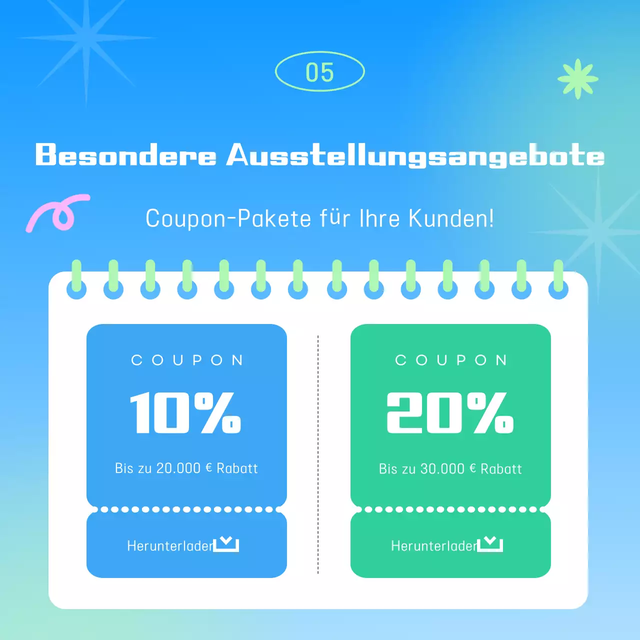 Hellblaue Pop-Ausstellung zum Schulanfang