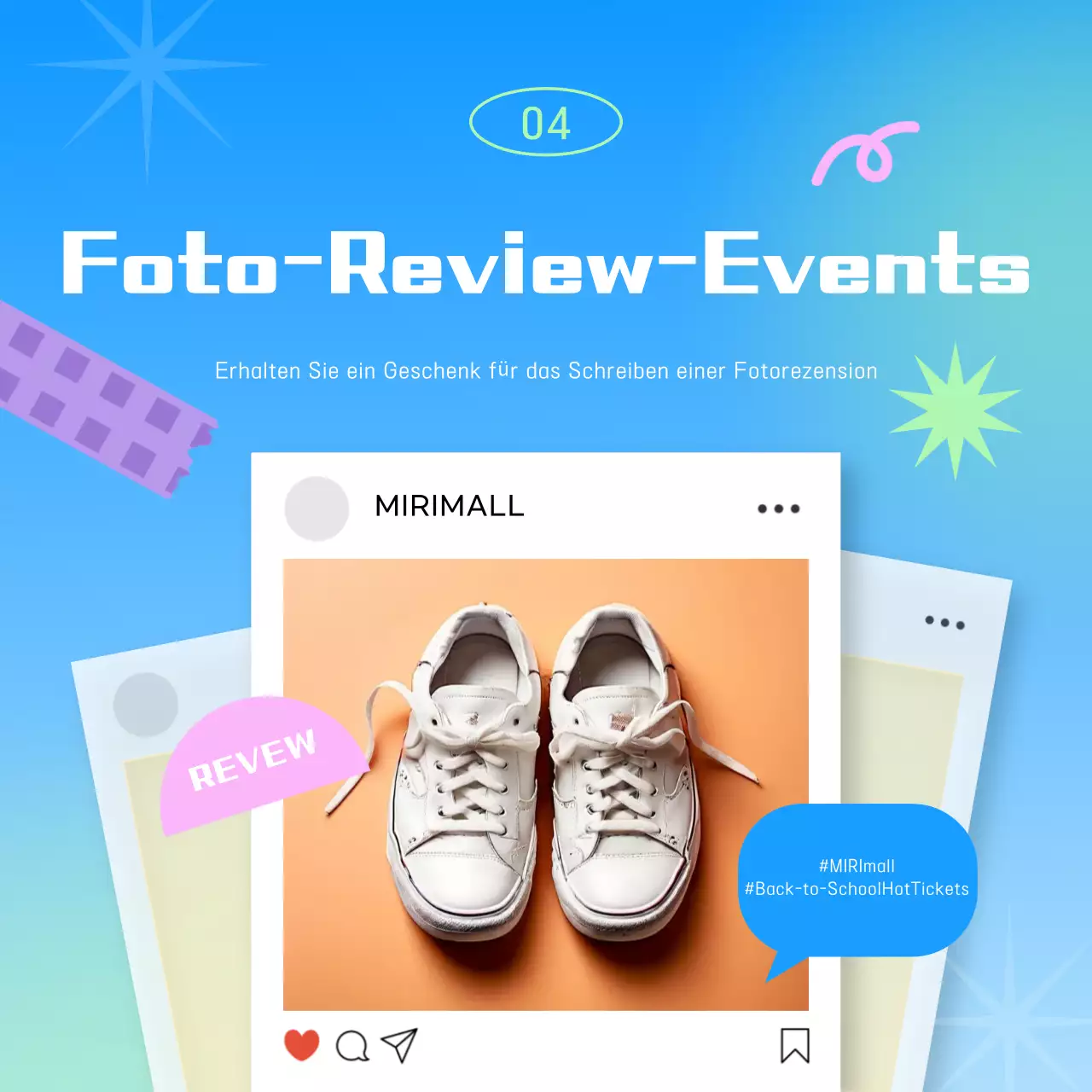 Hellblaue Pop-Ausstellung zum Schulanfang