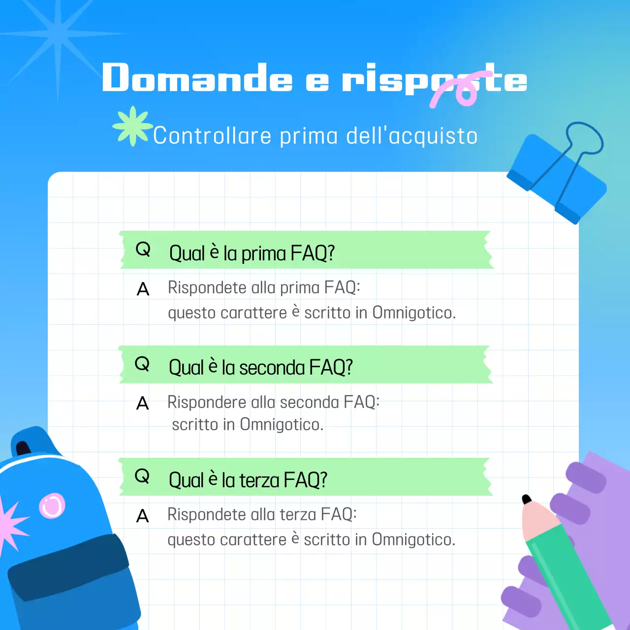 Mostra sul ritorno a scuola in azzurro pop