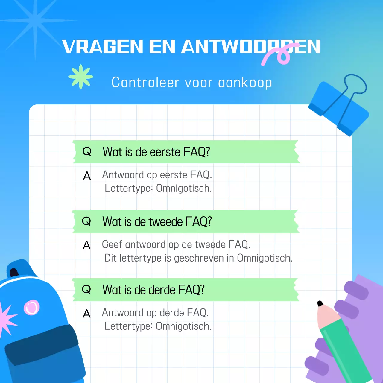 Lichtblauwe pop terug naar school tentoonstelling