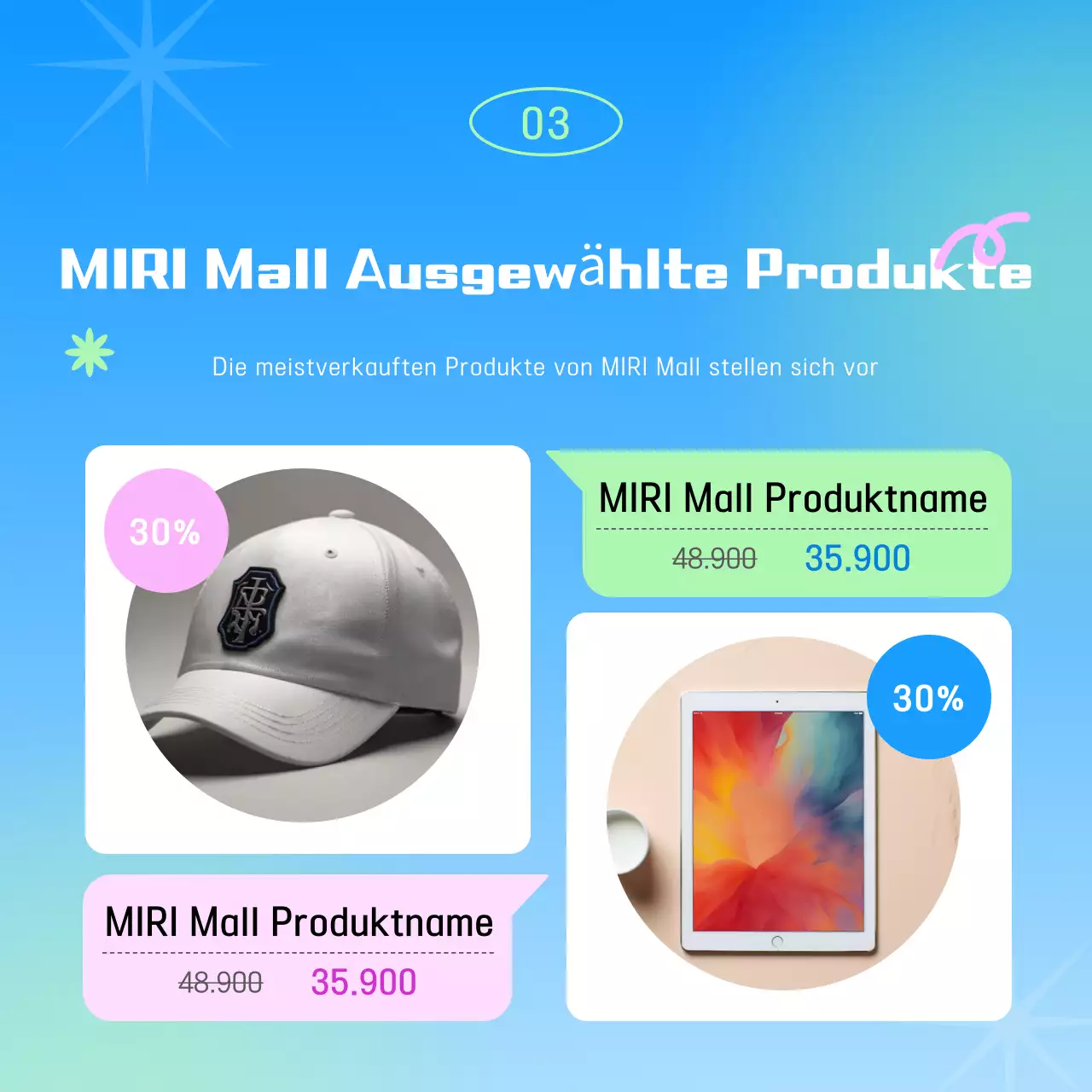 Hellblaue Pop-Ausstellung zum Schulanfang