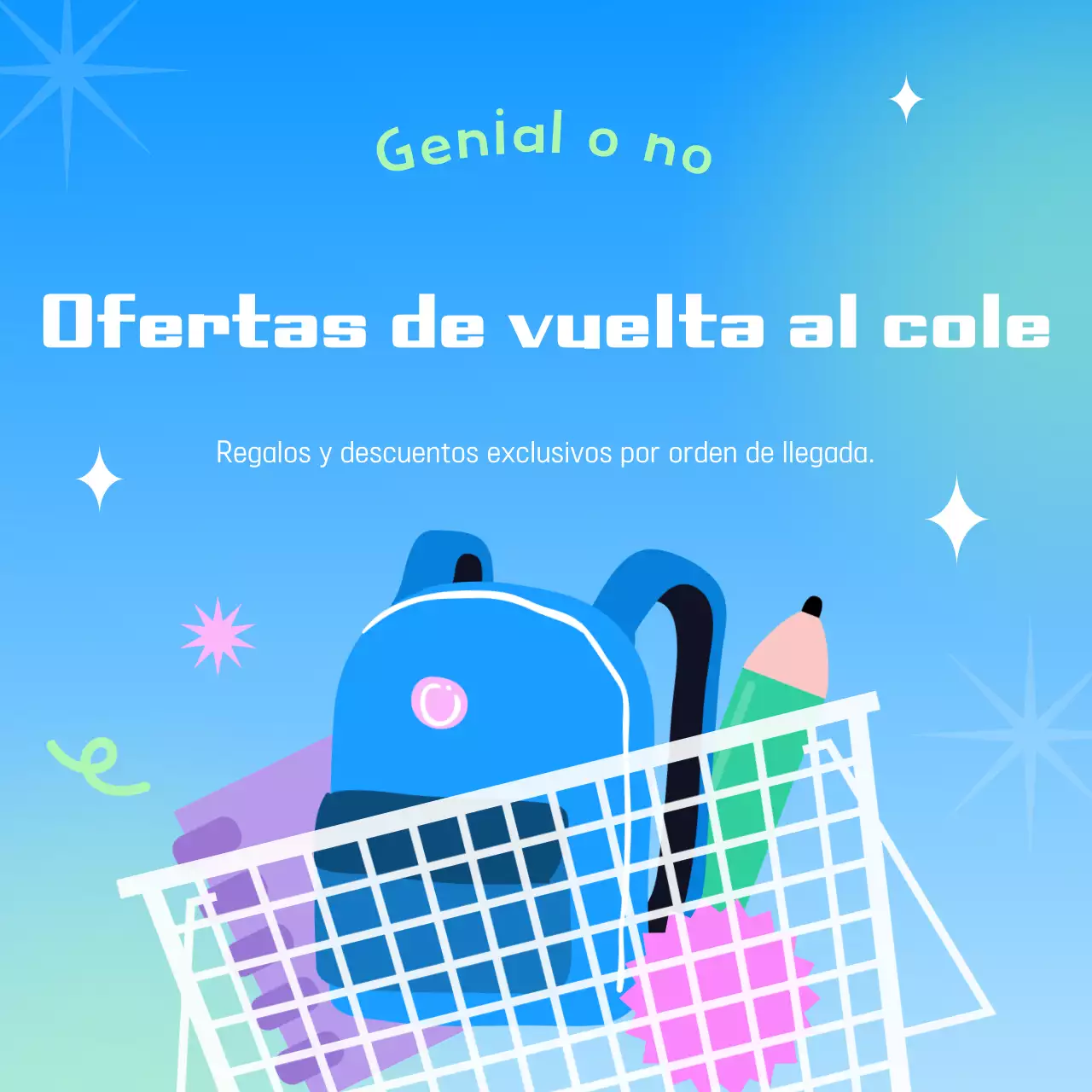 Exposición pop azul claro para la vuelta al cole