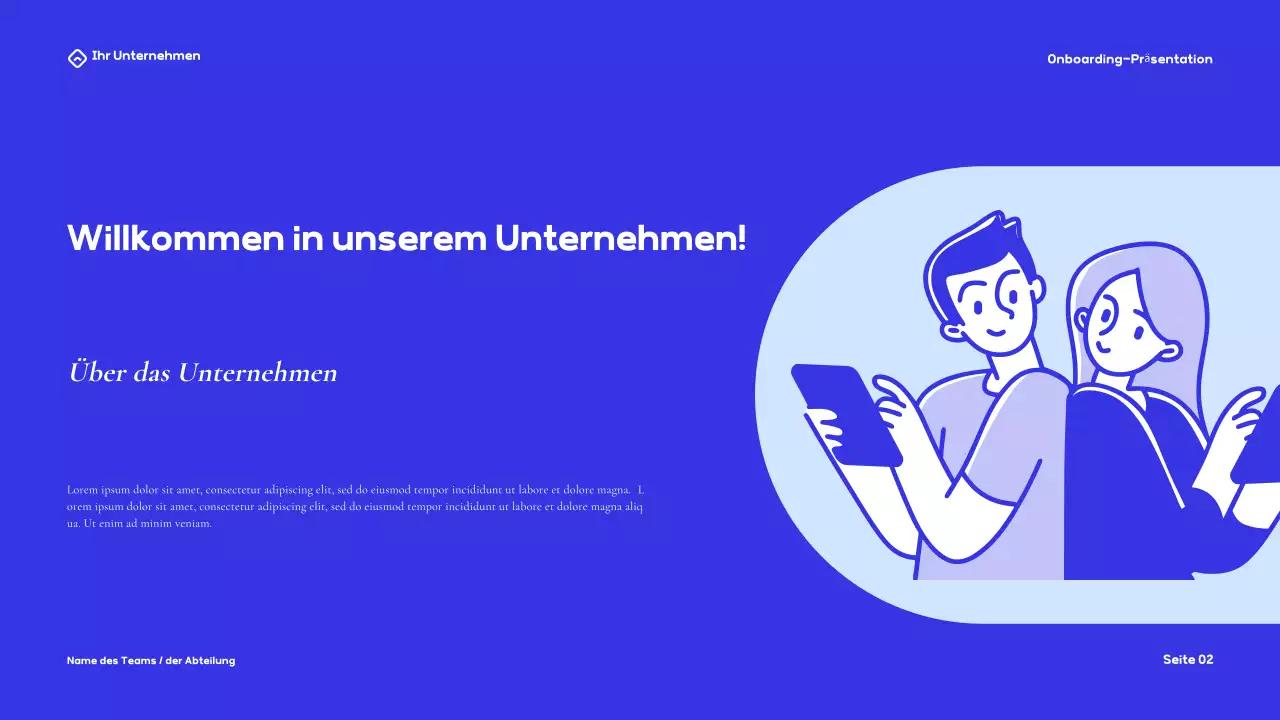 Blue Modern Onboarding Guide Präsentation