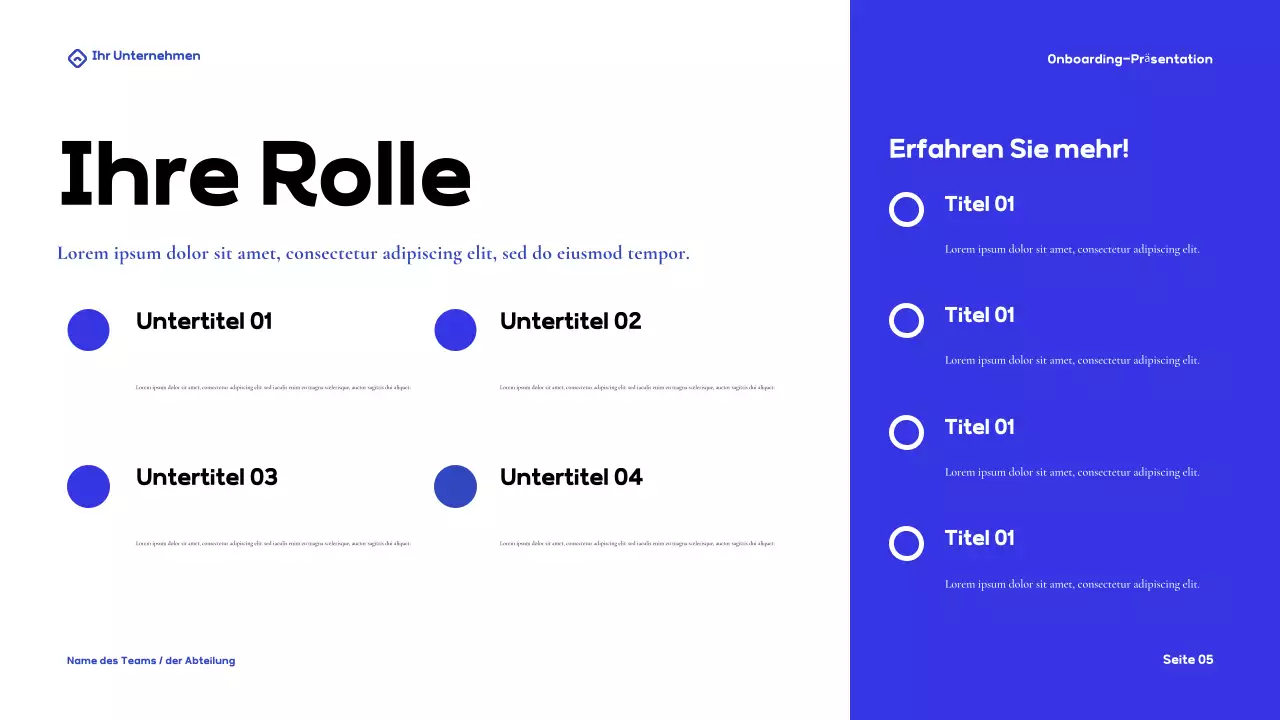 Blue Modern Onboarding Guide Präsentation