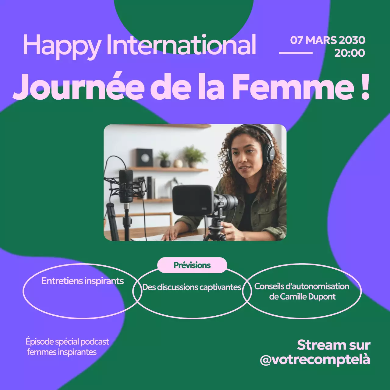 annonce du podcast purple modern