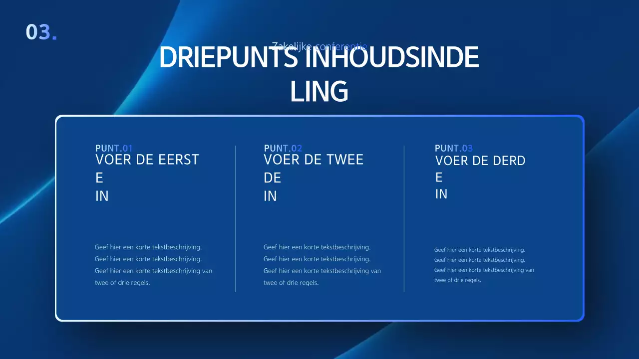 Een eenvoudige zakelijke presentatie in blauw