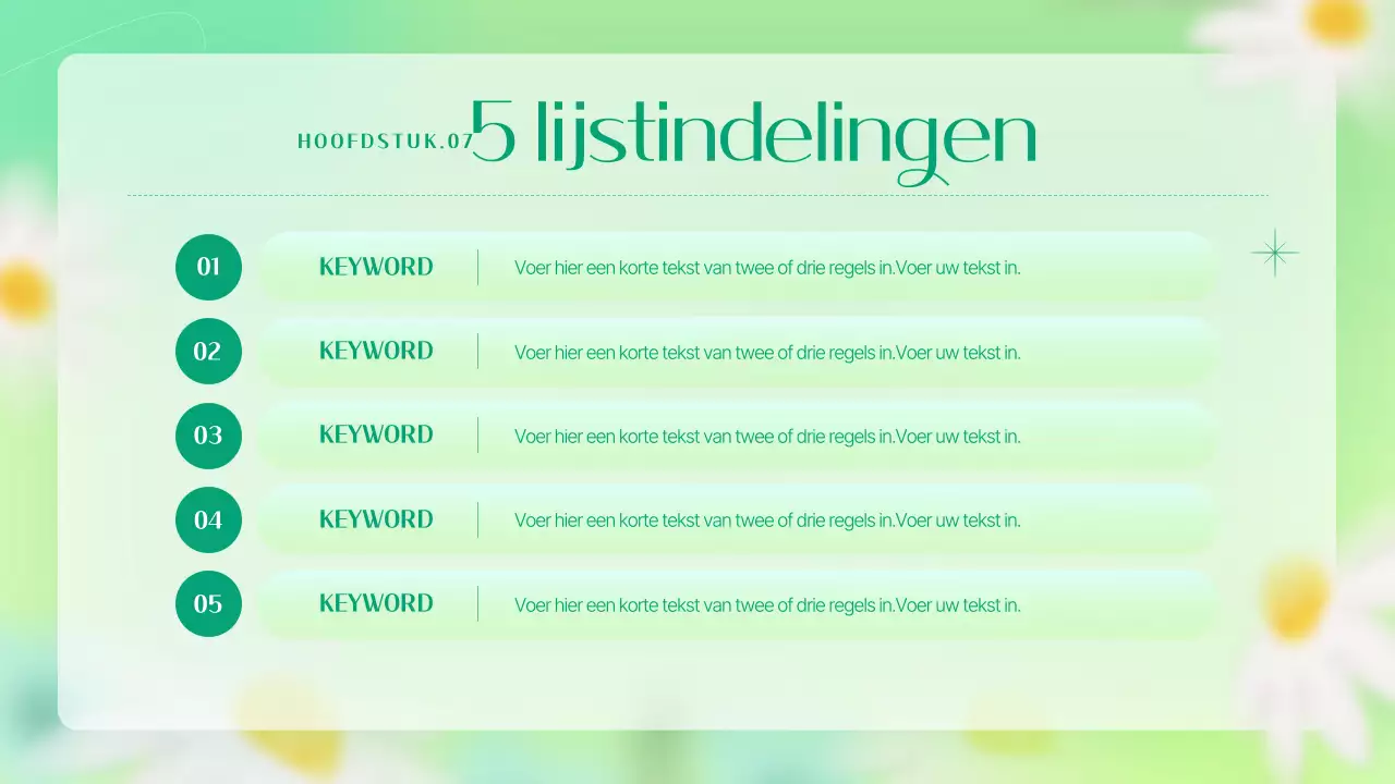 Een eenvoudige bloemenmarketingopdracht in chartreuse