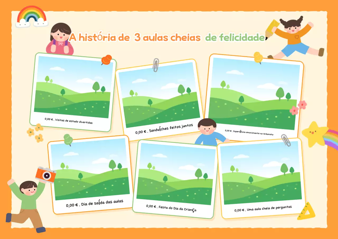 Cartaz promocional de escola colorido em laranja