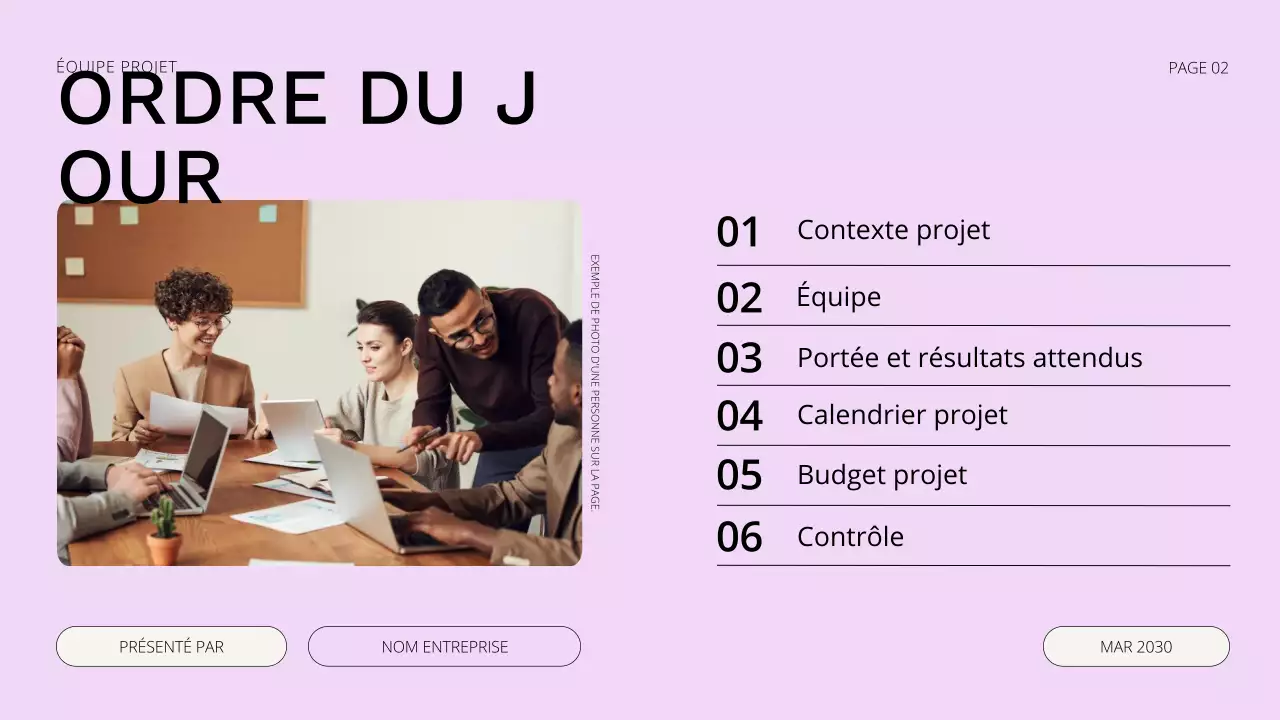 Présentation de la réunion de lancement du projet