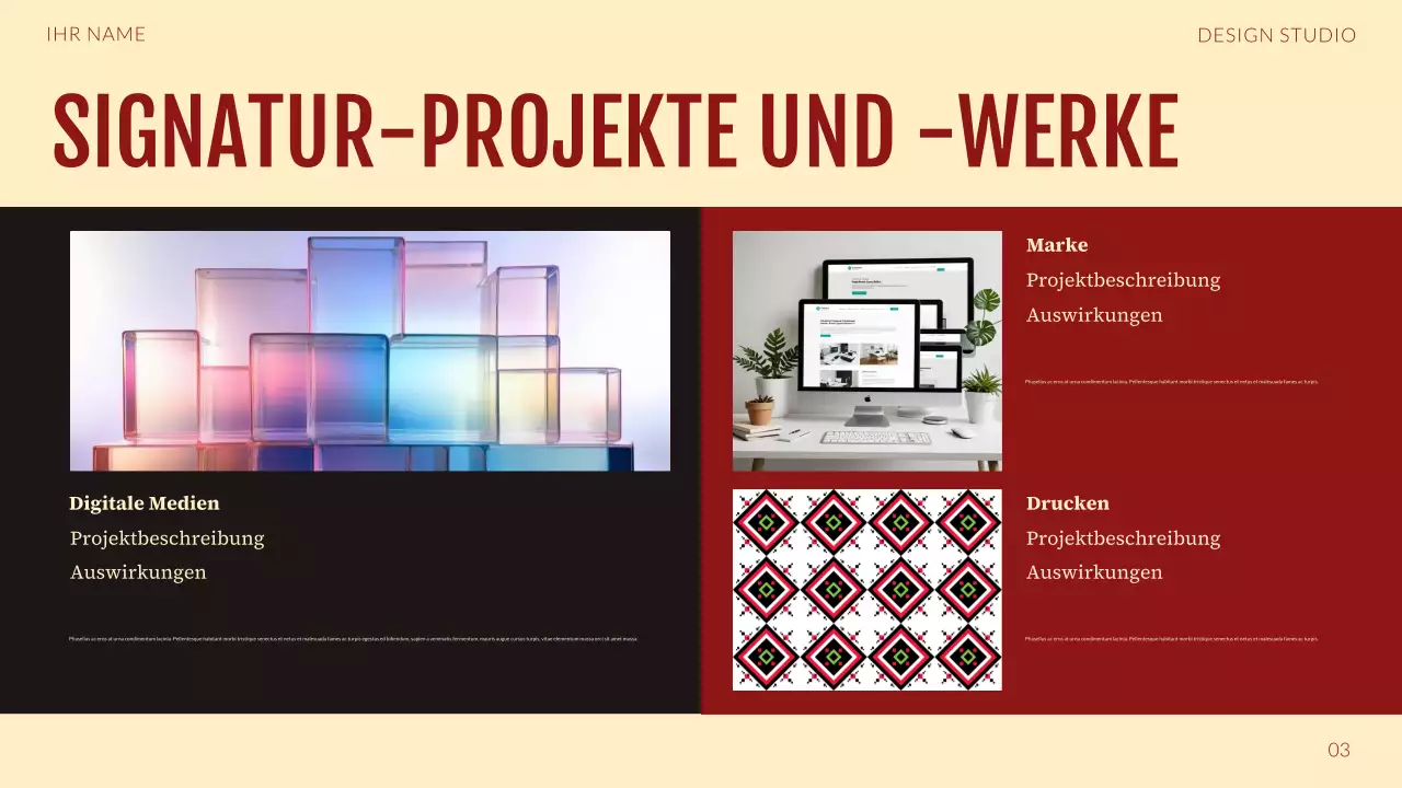 Rotes modernes Grafikdesign-Portfolio