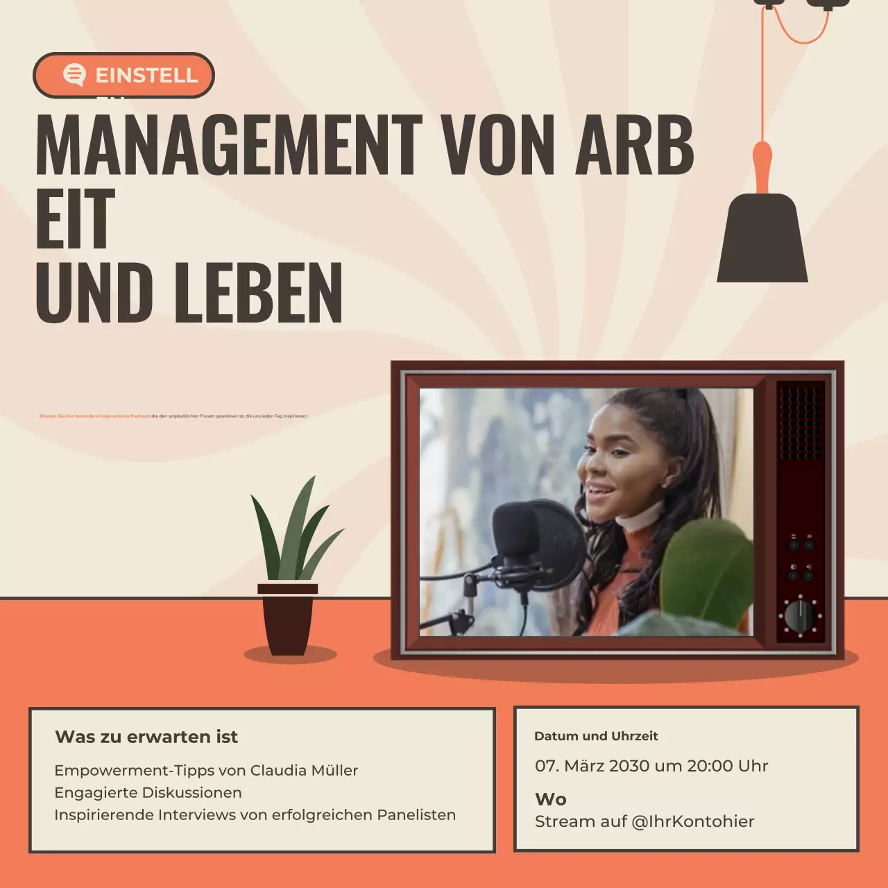 beige modern podcast ankündigung