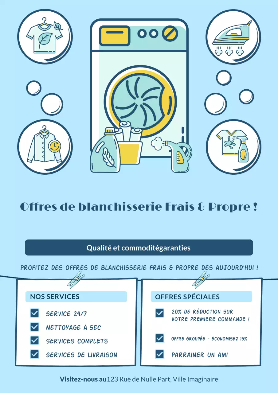 Blue Modern Laundry Promotion Publicité