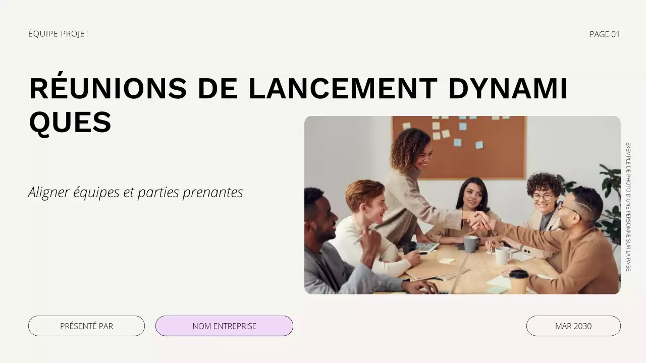 Présentation de la réunion de lancement du projet