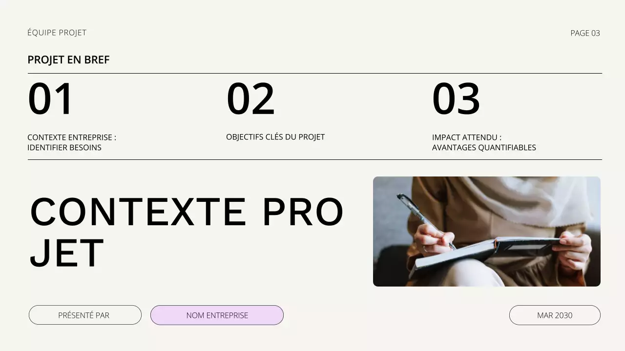 Présentation de la réunion de lancement du projet