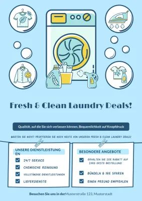 Blue Modern Laundry Werbeanzeige