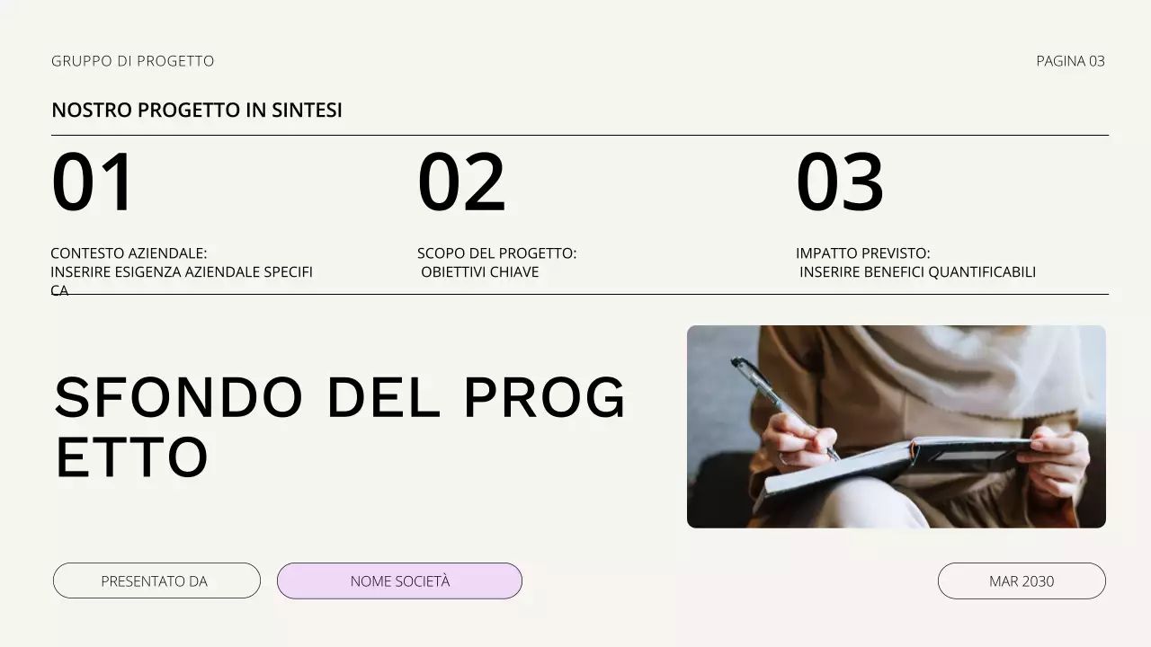 Presentazione della riunione di avvio del progetto